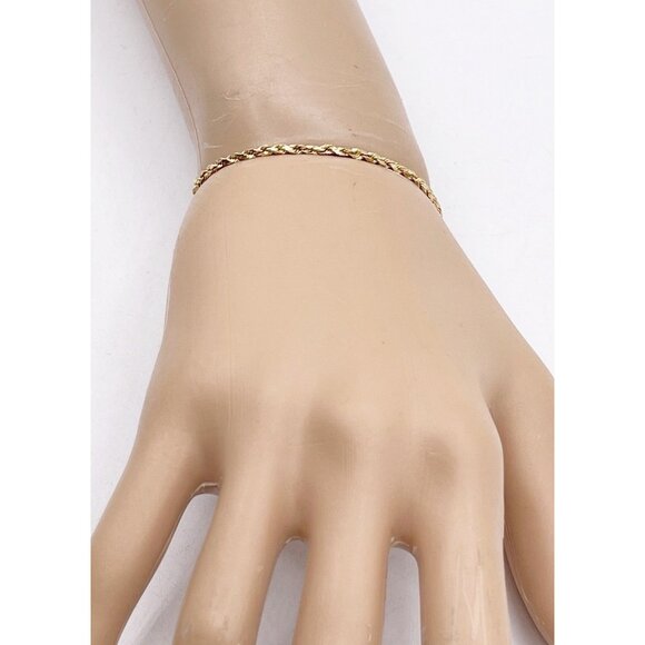 Vintage Designer OR 14K Yellow Gold Rope Chain Bracelet 1.5 Grams Approx 7.5” - Picture 6 of 10